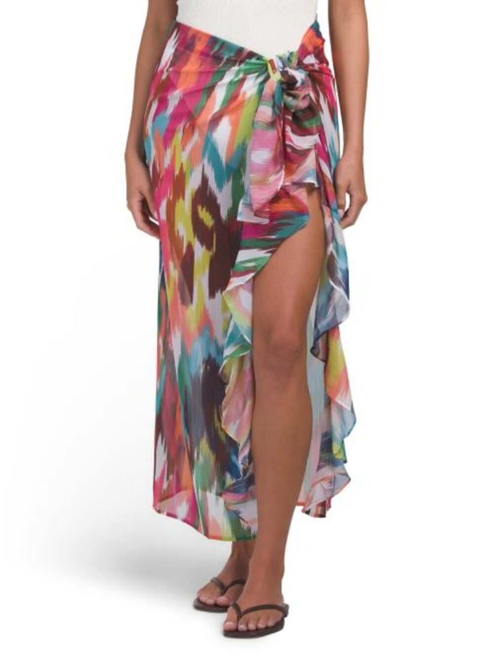 BLEU BY ROD BEATTIE Keep It Moving Ruffle Cover-up Sarong